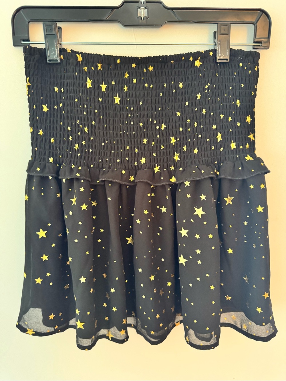Aqua Black Mini Skirt with Gold Star Print